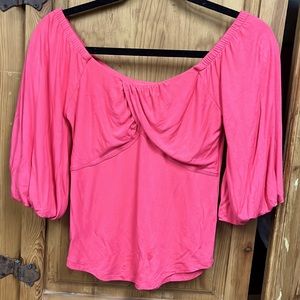 Salmon/pink Free People balloon sleeve shirt, size S/P
